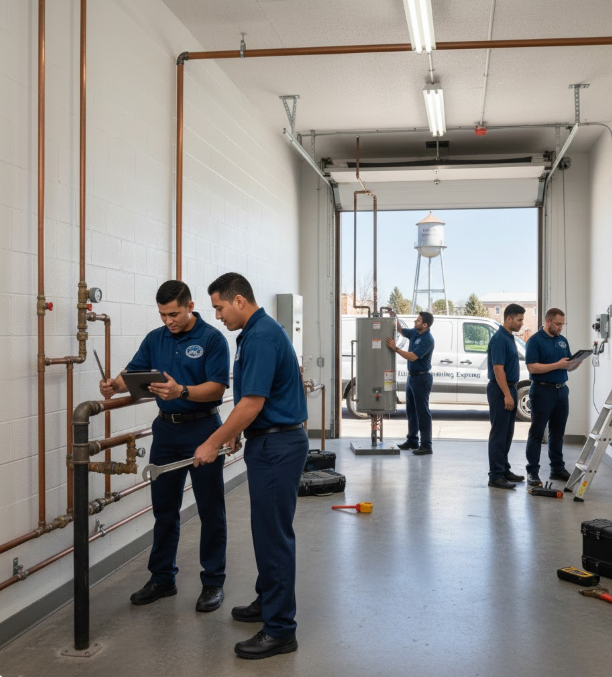 Professional plumber working on pipes in Arvada